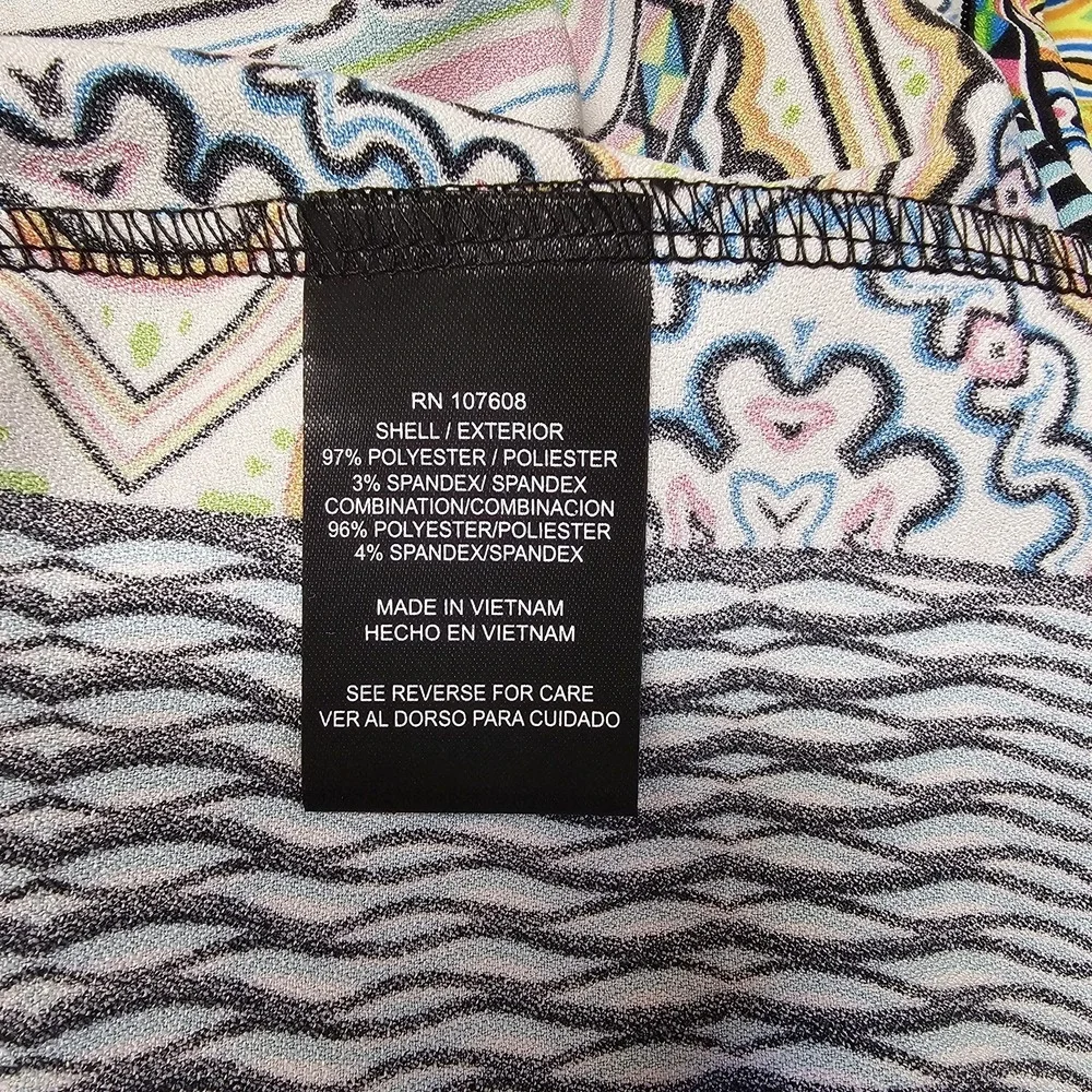 NWT Nicole Miller Dress Size 12 ‎ Sleeveless Colorful Geometric Print Zip Back